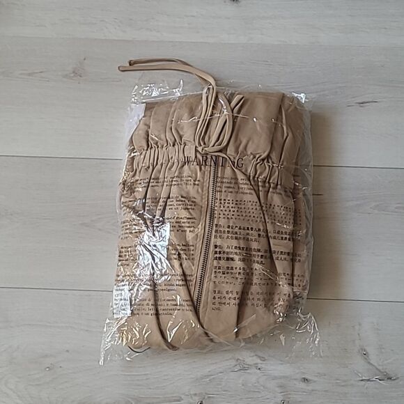 Lulu’s Modern Cutie Light Brown Zip-Front Drawstring Dress W/ Pockets XL NWT - Picture 6 of 8